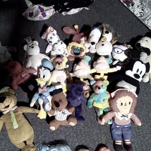 19 stuffed Animals and beanie babys, And vintage dolls collection